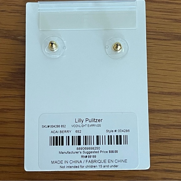 Lilly Pulitzer Moonlight Earrings Acai Berry - Picture 4 of 5